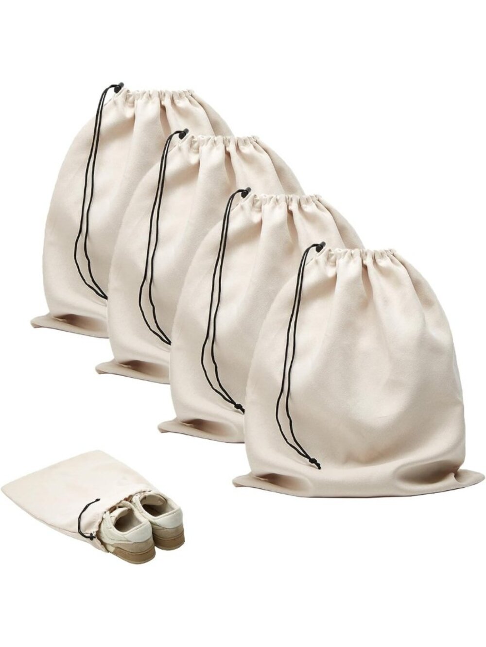 Travel Shoe Bags - 4 Pack, Drawstring Closure, Dust Resistant, Machine Washable